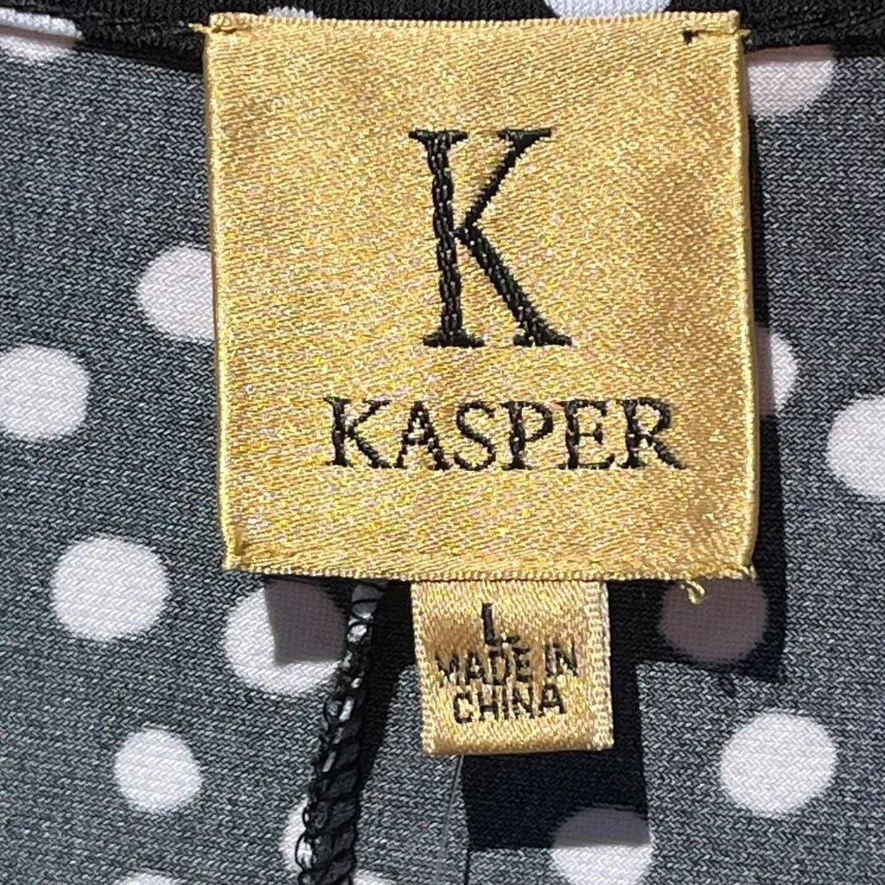 Kasper Womens Knot Front Polka Dot Dress Black & White Polyester/Elastane Size L